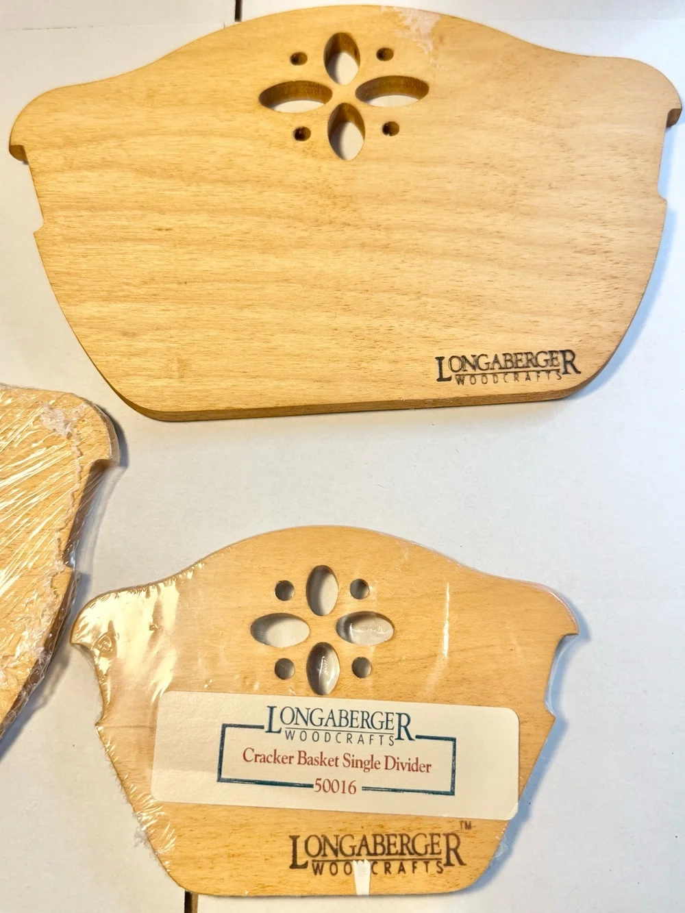Longaberger Natural Wood Cracker bread Basket dividers Inserts Light Wood 2 sets